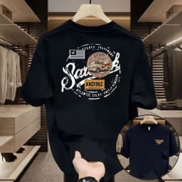 Summer 230g heavy cotton fashion versatile short-sleeved t-shirt men's fashion casual printed half-sleeved top