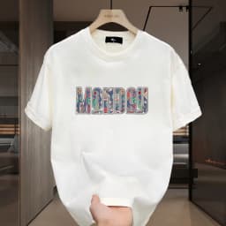 Summer 230g heavy cotton fashion versatile short-sleeved t-shirt men's fashion casual printed half-sleeved top
