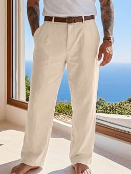 2025 New Men's Cotton Linen Pants Loose Autum Casual Pants Male Breathable Solid Color Drawstring Jogger Yoga Long Trousers