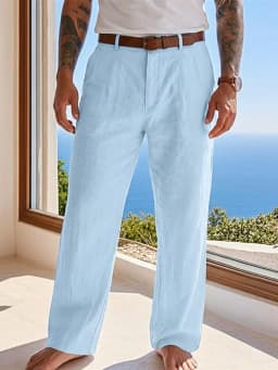 2025 New Men's Cotton Linen Pants Loose Autum Casual Pants Male Breathable Solid Color Drawstring Jogger Yoga Long Trousers