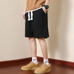 Men's Solid Color Summer Waffle Shorts for Casual, Loose, Breathable, Thin, Basketball Sports, Cropped Shorts, Beach Pants
