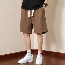 Men's Solid Color Summer Waffle Shorts for Casual, Loose, Breathable, Thin, Basketball Sports, Cropped Shorts, Beach Pants