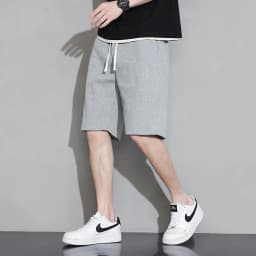 Men's Solid Color Summer Waffle Shorts for Casual, Loose, Breathable, Thin, Basketball Sports, Cropped Shorts, Beach Pants