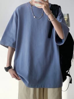 Pure black pure cotton short sleeved T-shirt for men as base, all season solid color loose couple pure cotton T-shirt