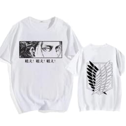 Attack on Titan Streetwear Men's T Shirt Eren Yeager Shingeki No Kyojin Anime Summer Cotton Women Tops Tees Casual High Quality