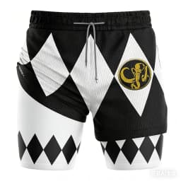 Bandai Periphery Power Rangers Men's Double Layer 2-In-1 Performance Gym Shorts Summer Quick-Dry Comfy Lightweight Beach Shorts