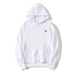 2026 polo print hooded sweatshirt for autumn and winter, suitable for both men and women, loose white couple's casual sweatshirt