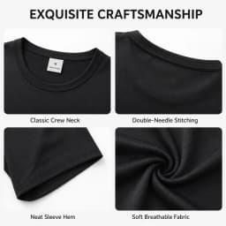 Men's Solid Black T Shirt Slim Fit Short Sleeve Crew Neck Summer Casual Basic Tee Breathable Fitness Streetwear Tops