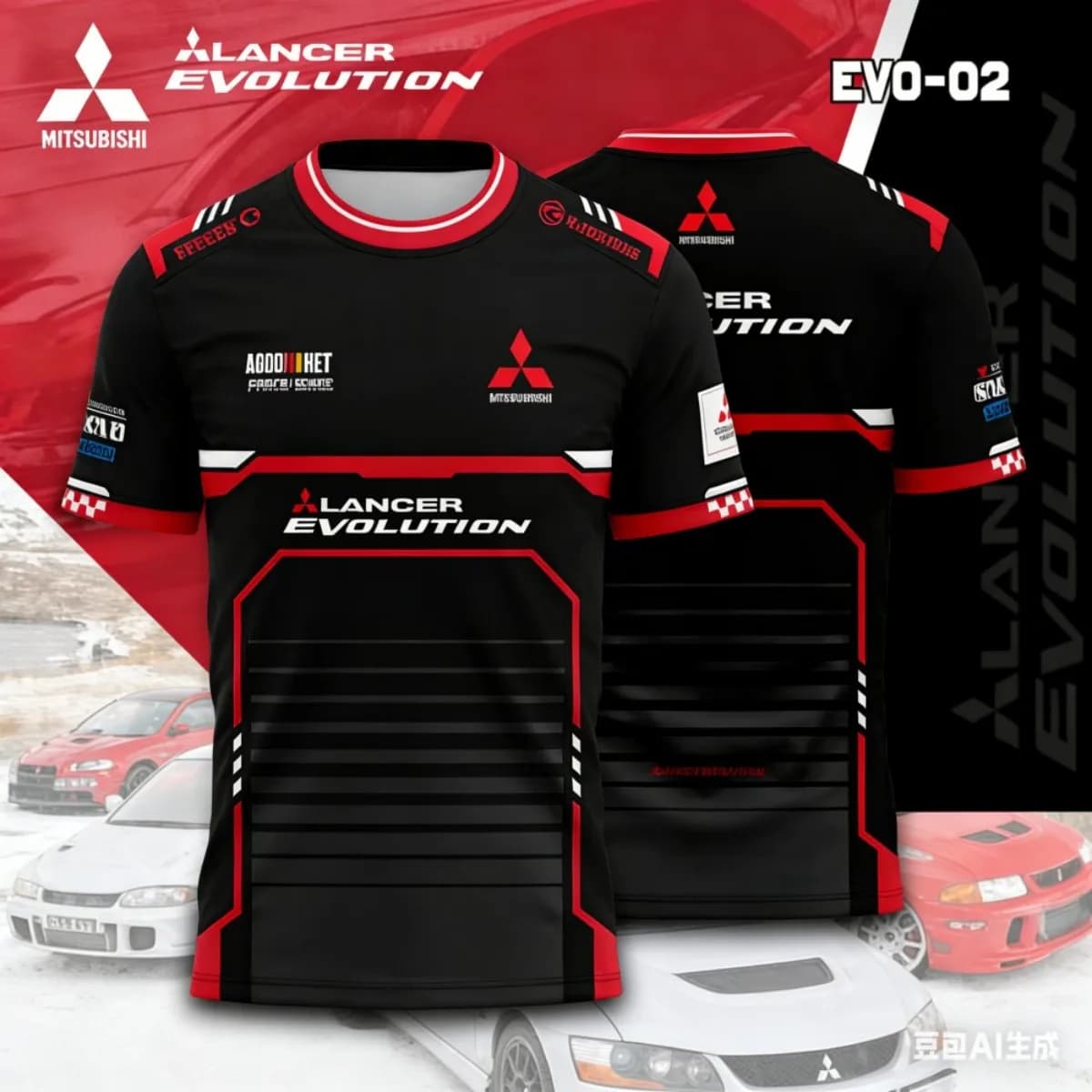 Mitsubishi racing men's sportswear, lightweight short-sleeved top, suitable for motorcycle and bicycle riding.