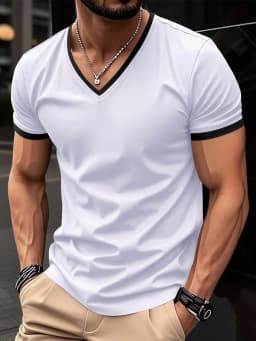 2026 Summer New Men's Trendy V-neck Quick Drying Breathable Leisure Outdoor Sports Running Fitness Loose Short Sleeved T-shirt