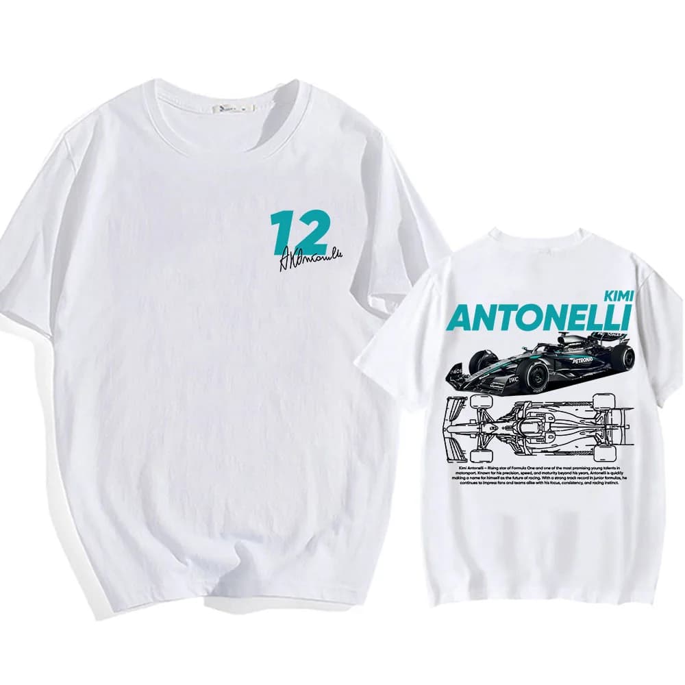 Racing Driver Kimi No.12 Antonelli Tshirts Unisex Streetwear Cotton O-neck Men/Women T-shirt Fashion Design Graphic Merch Teese