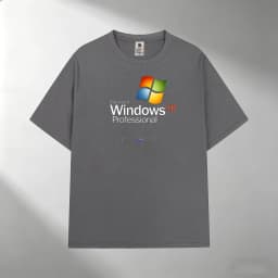Men's 100% Cotton T-Shirt, Windows XP Professional Print Crew Neck Short Sleeve Casual Outdoor Tee