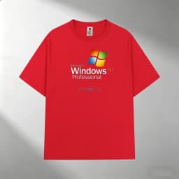 Men's 100% Cotton T-Shirt, Windows XP Professional Print Crew Neck Short Sleeve Casual Outdoor Tee