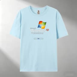 Men's 100% Cotton T-Shirt, Windows XP Professional Print Crew Neck Short Sleeve Casual Outdoor Tee