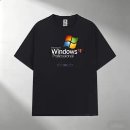 Men's 100% Cotton T-Shirt, Windows XP Professional Print Crew Neck Short Sleeve Casual Outdoor Tee