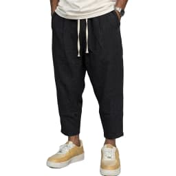 Men's Trousers Cotton Baggy Pants Casual Linen Pants Solid Color Breathable Loose Shorts Straight Drawstring Pants Gym Men Work