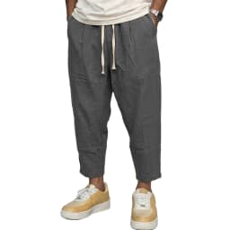 Men's Trousers Cotton Baggy Pants Casual Linen Pants Solid Color Breathable Loose Shorts Straight Drawstring Pants Gym Men Work