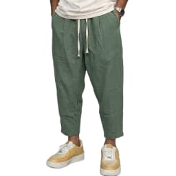 Men's Trousers Cotton Baggy Pants Casual Linen Pants Solid Color Breathable Loose Shorts Straight Drawstring Pants Gym Men Work