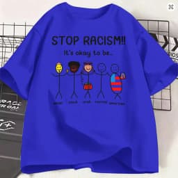 Unique Stop Racism Its Ok to Be T-Shirt Men Crewneck Cotton T Shirt Short Sleeve Tees Birthday Gift Clothing