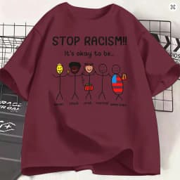 Unique Stop Racism Its Ok to Be T-Shirt Men Crewneck Cotton T Shirt Short Sleeve Tees Birthday Gift Clothing