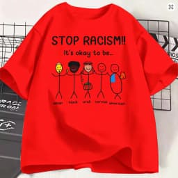 Unique Stop Racism Its Ok to Be T-Shirt Men Crewneck Cotton T Shirt Short Sleeve Tees Birthday Gift Clothing