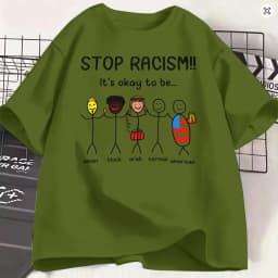 Unique Stop Racism Its Ok to Be T-Shirt Men Crewneck Cotton T Shirt Short Sleeve Tees Birthday Gift Clothing