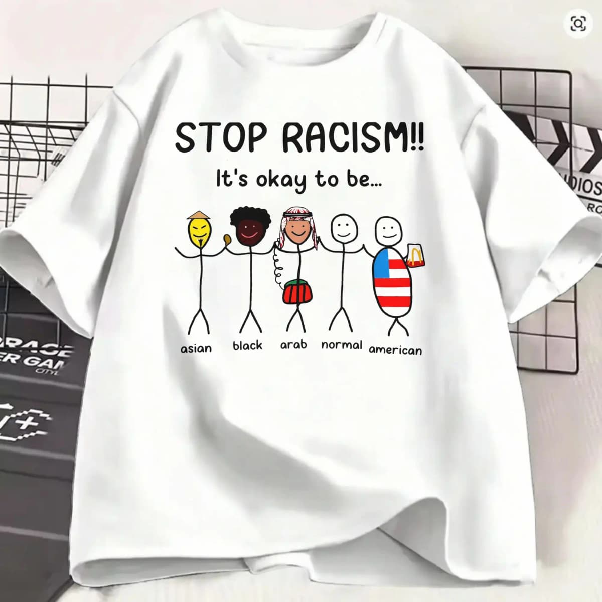 Unique Stop Racism Its Ok to Be T-Shirt Men Crewneck Cotton T Shirt Short Sleeve Tees Birthday Gift Clothing