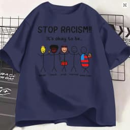 Unique Stop Racism Its Ok to Be T-Shirt Men Crewneck Cotton T Shirt Short Sleeve Tees Birthday Gift Clothing