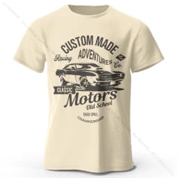 Men's Motors Printed T-Shirt 100% Cotton Oversized Vintage Old School Graphic Tees for Men Women Summer Tops
