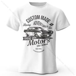 Men's Motors Printed T-Shirt 100% Cotton Oversized Vintage Old School Graphic Tees for Men Women Summer Tops