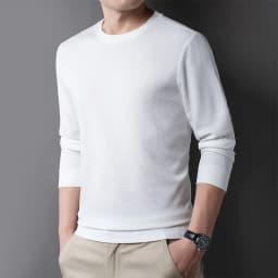 Men's Casual Waffle Round Neck T-shirt Breathable, Comfortable and Fashionable Long Sleeved T-shirt