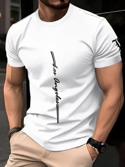 Men's Quick Drying Breathable Loose Training Round Neck T-Shirt with Letter Pattern Printed on the Fabric Durable Outdoor Casual