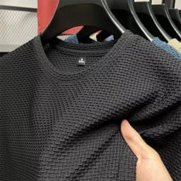 Mesh Ice Silk T-shirt Men's Short sleeved Round Neck New T-sleeved Men's Bottom Shirt Summer Solid Color Men's Top