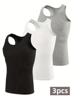 1/3 Piece Men's Cotton Breathable Foundation Joker Black And White Vest Youth Thin Slim Fitness Sports Running Breathable Top