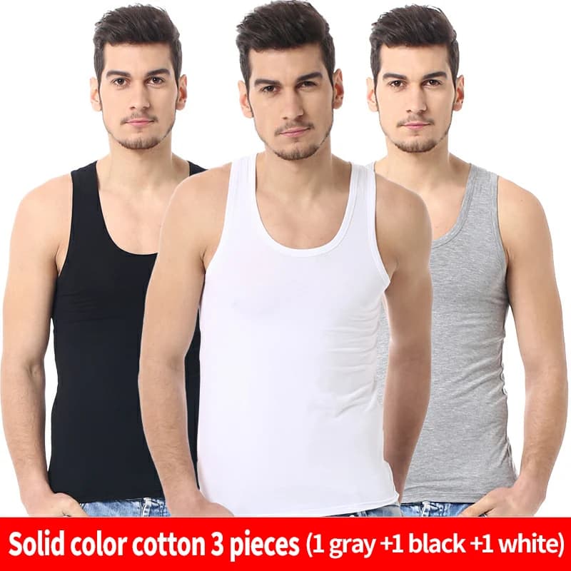 1/3 Piece Men's Cotton Breathable Foundation Joker Black And White Vest Youth Thin Slim Fitness Sports Running Breathable Top