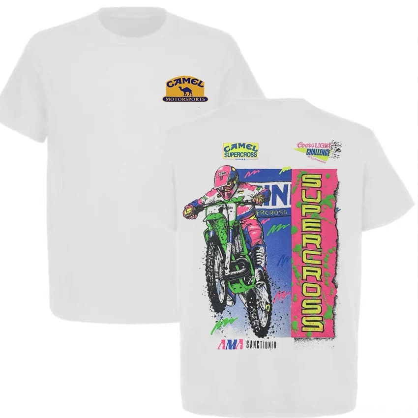 Camel Supercross Printed Men's T-shirt 2026 Summer Men's Women's Luxury Casual Cotton T-shirt Men's T-shirt Street Wear Y2K
