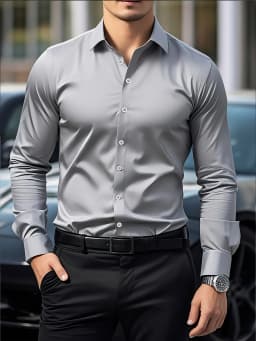 FGKKS New Men Shirt Brand New Solid Color Long Sleeve Elastic Fabric Men's Multiple Colors Male Quality Basic Shirt