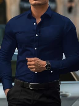 FGKKS New Men Shirt Brand New Solid Color Long Sleeve Elastic Fabric Men's Multiple Colors Male Quality Basic Shirt