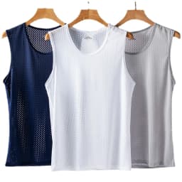 Men's Ice Silk Mesh Tank Tops Man Gym Stringer Transparent Bodybuilding Sleeveless Shirt Fitness Vest Male Muscle Singlets L-5XL