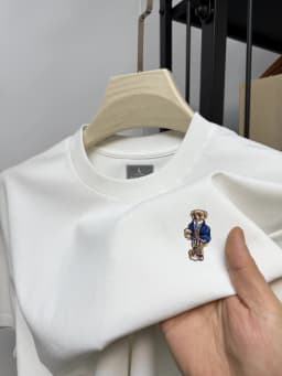 2026 New high-end brand men's printed T-shirt summer fashion masterpiece Teddy bear  cotton Korean-style casual top