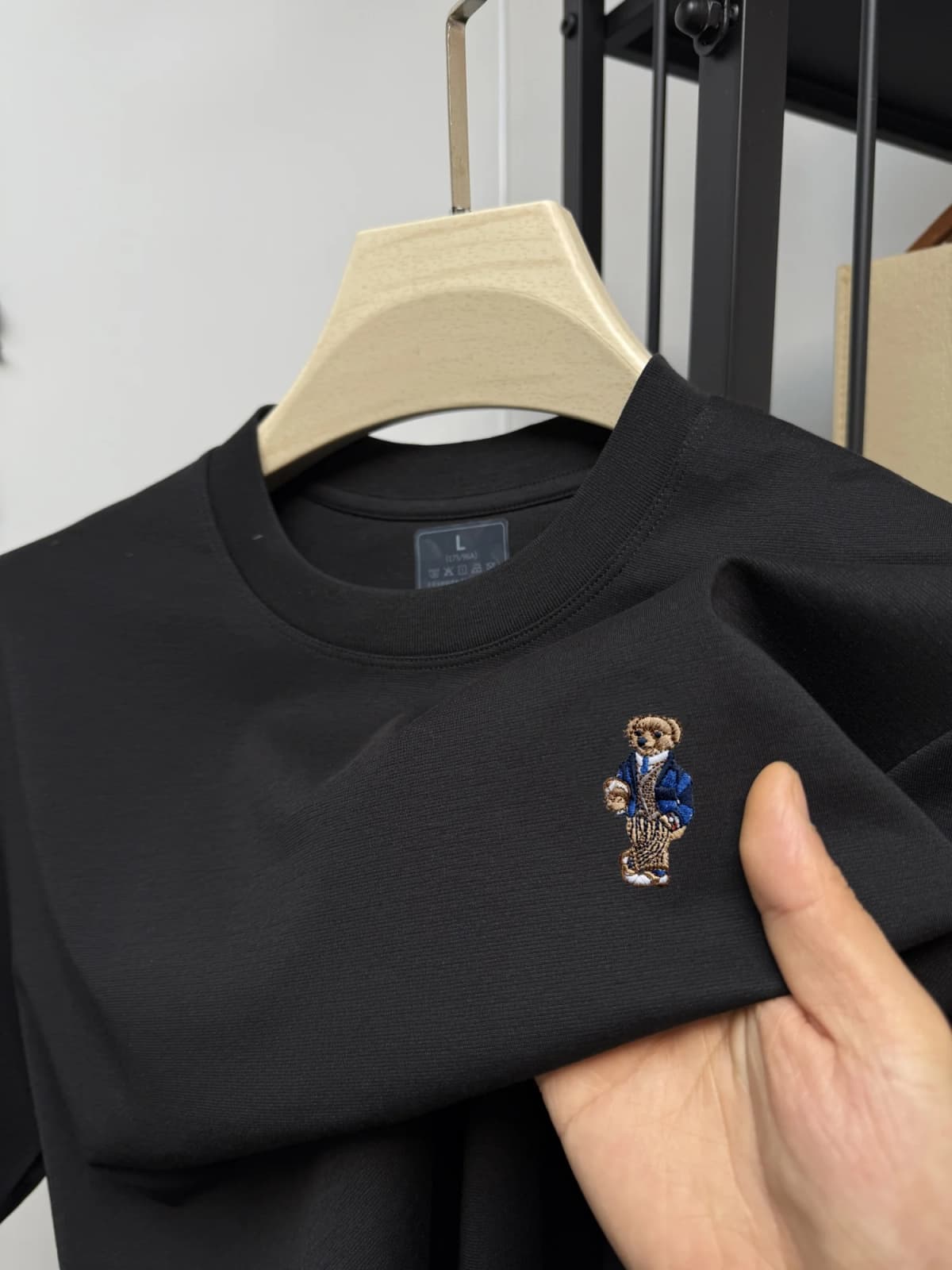 2026 New high-end brand men's printed T-shirt summer fashion masterpiece Teddy bear  cotton Korean-style casual top