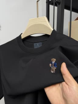 2026 New high-end brand men's printed T-shirt summer fashion masterpiece Teddy bear  cotton Korean-style casual top