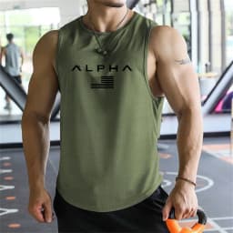 Cross-border European Size Alpha Men's Printed Round-neck Fitness Vest, Undershirt, Muscle Quick-drying Basketball Vest