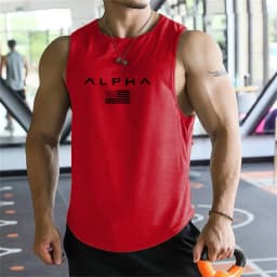 Cross-border European Size Alpha Men's Printed Round-neck Fitness Vest, Undershirt, Muscle Quick-drying Basketball Vest