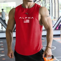 Cross-border European Size Alpha Men's Printed Round-neck Fitness Vest, Undershirt, Muscle Quick-drying Basketball Vest