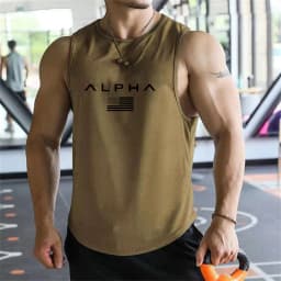 Cross-border European Size Alpha Men's Printed Round-neck Fitness Vest, Undershirt, Muscle Quick-drying Basketball Vest
