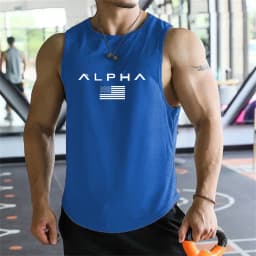 Cross-border European Size Alpha Men's Printed Round-neck Fitness Vest, Undershirt, Muscle Quick-drying Basketball Vest