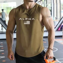 Cross-border European Size Alpha Men's Printed Round-neck Fitness Vest, Undershirt, Muscle Quick-drying Basketball Vest