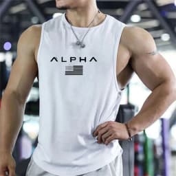 Cross-border European Size Alpha Men's Printed Round-neck Fitness Vest, Undershirt, Muscle Quick-drying Basketball Vest