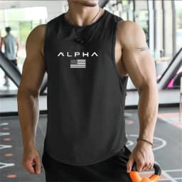 Cross-border European Size Alpha Men's Printed Round-neck Fitness Vest, Undershirt, Muscle Quick-drying Basketball Vest